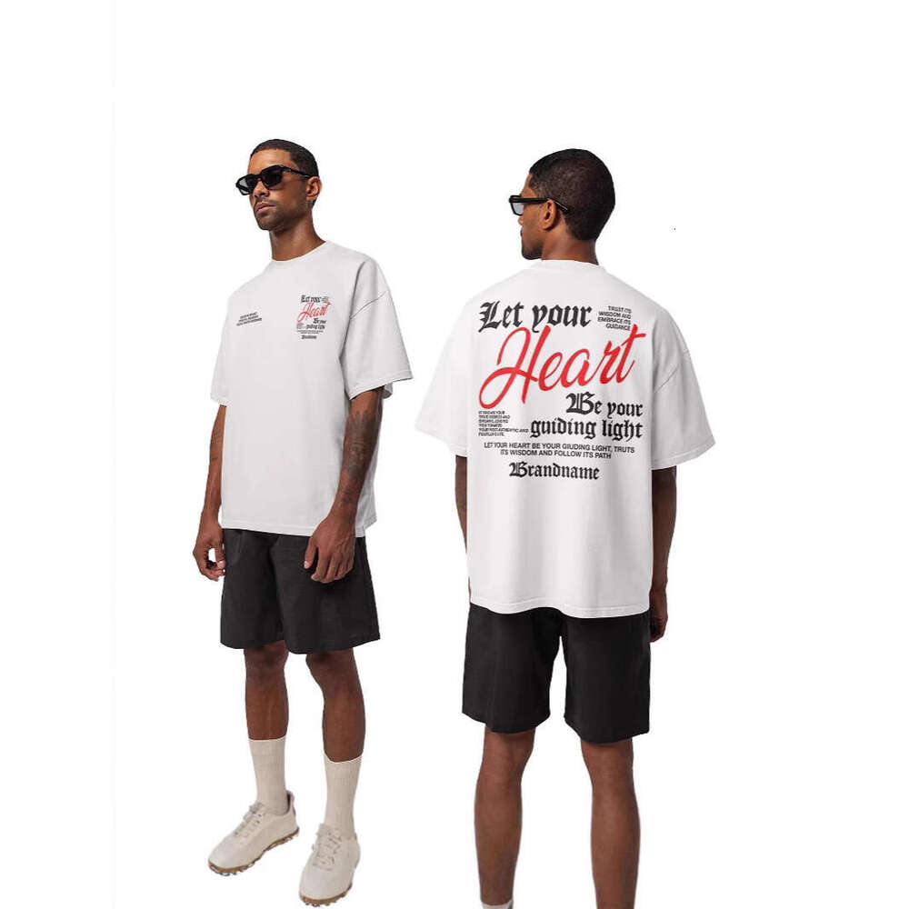 2025 Summer American Printed Pure Cotton T-shirt for Men Women, Loose and Handsome Hip Hop High Street Short Sleeve