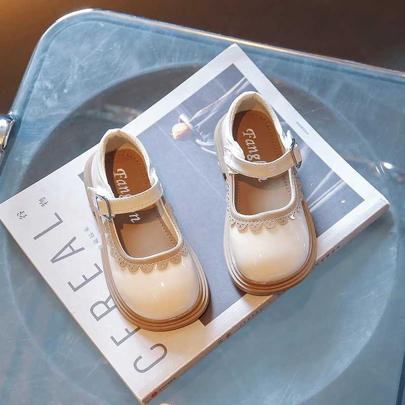 Autumn Little Girls Mary Janes Ruffles British Style School Children Leather Shoes 23-36 Solid Color Stylish Comfy Kids FlatsT250306