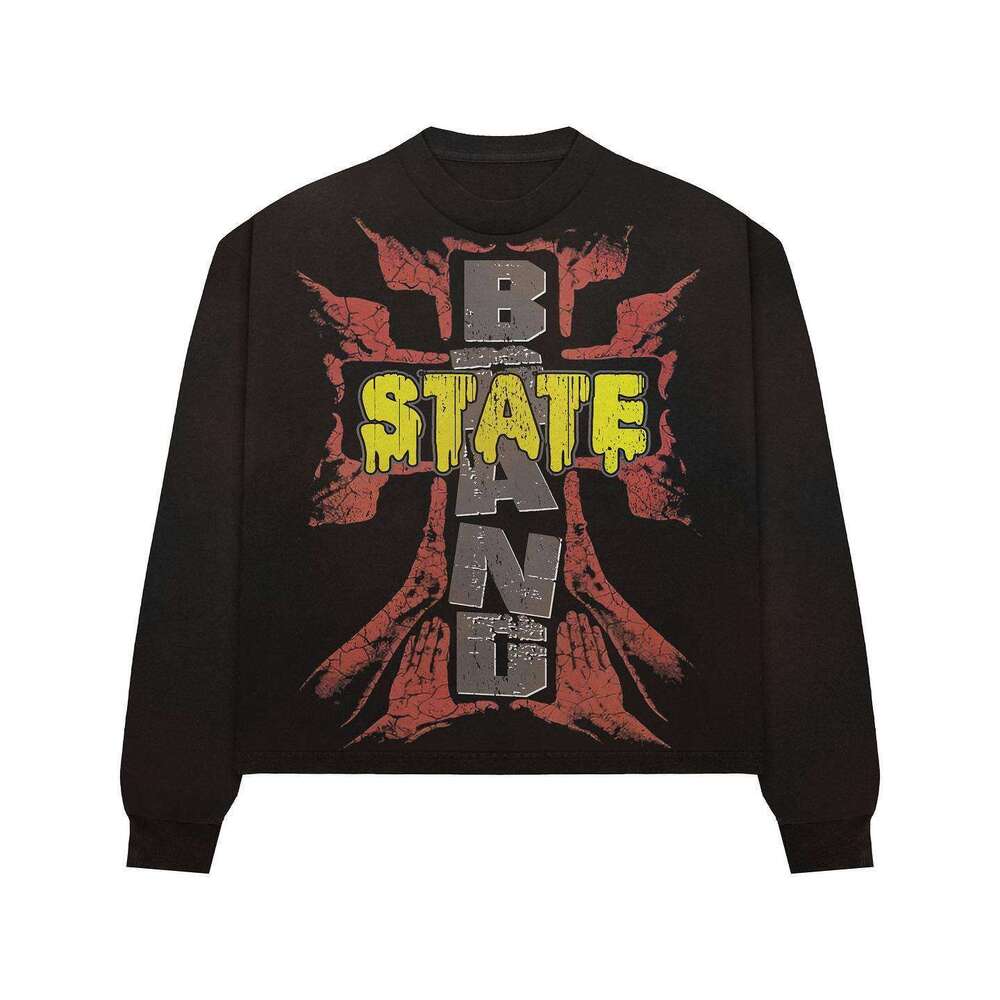 High quality loose high street trendy casual unisex high-end printed round neck pullover sweater sweatshirt gift for man