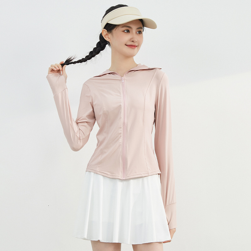 tracksuit UPF50+original yarn clothing women, slim fit tight fitting sun protection clothing, UV resistant hooded yoga jacket for women