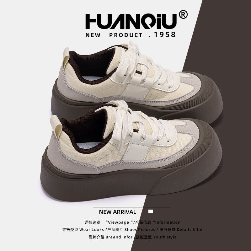 Global Thick soled Casual Board Shoes for Women ZHQ68209 Spring New Style Student Height Increasing Versatile Height Increasing Casual Women's Sh