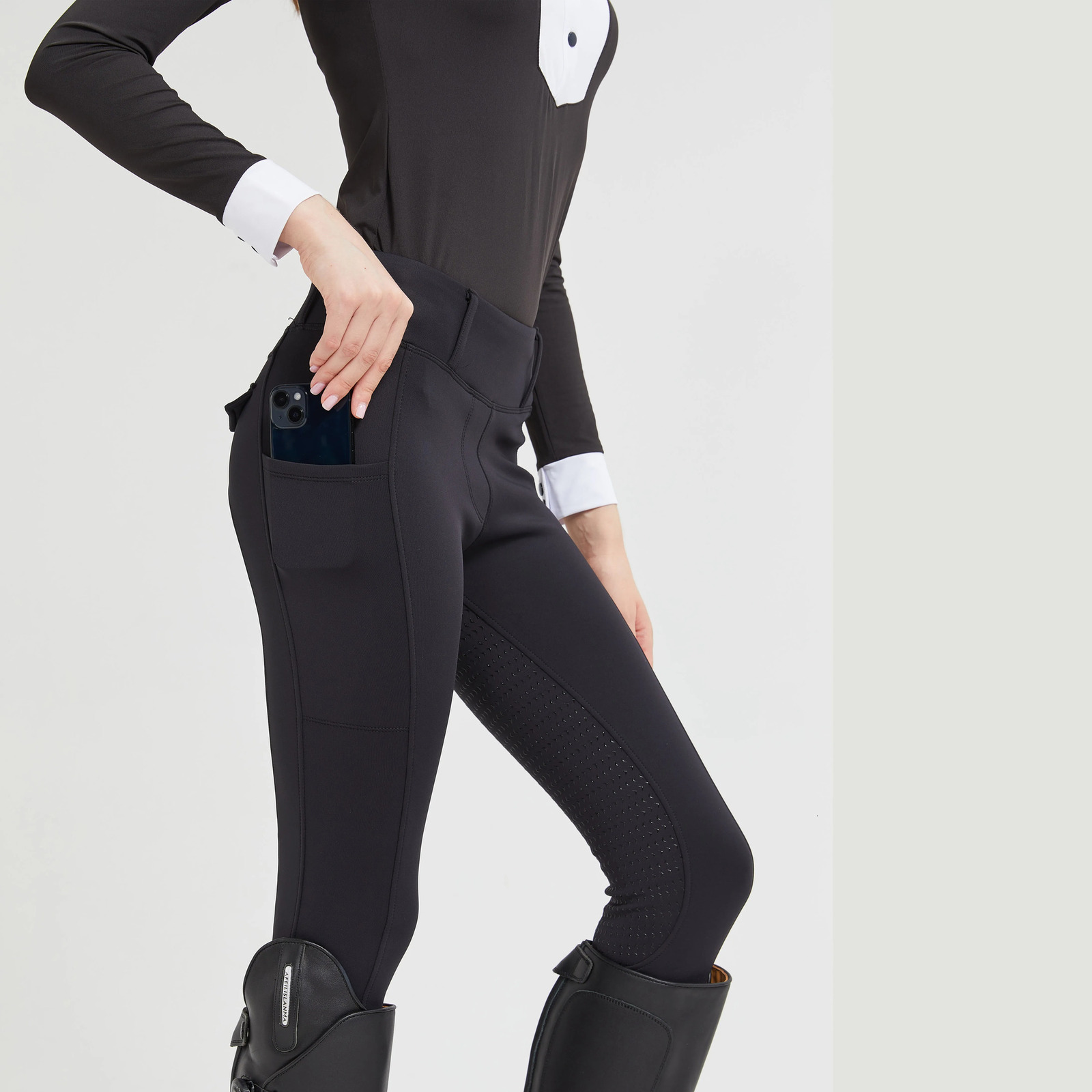 Spring and Autumn Horse Riding Pants with Thin Fleece Lining Non-slip Silicone Horse Riding Tights with Elastic Fit Equestrian 250306