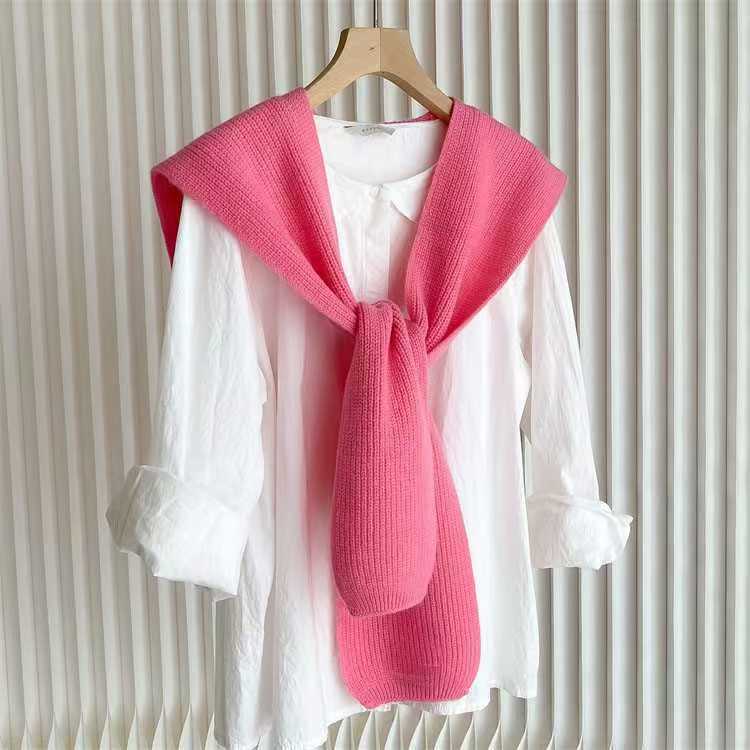 T234 knitted small shawl stylish women's outer wear knotted neck protection shoulder cape scarf 2025 new versatile shoulder