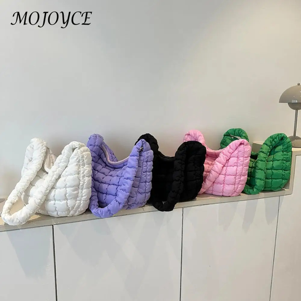 Fashionable Ladies Quilted Pleated Sling Bag Large Capacity Versatile Cloud Purse Stylish Handbag for All Occasions 250306