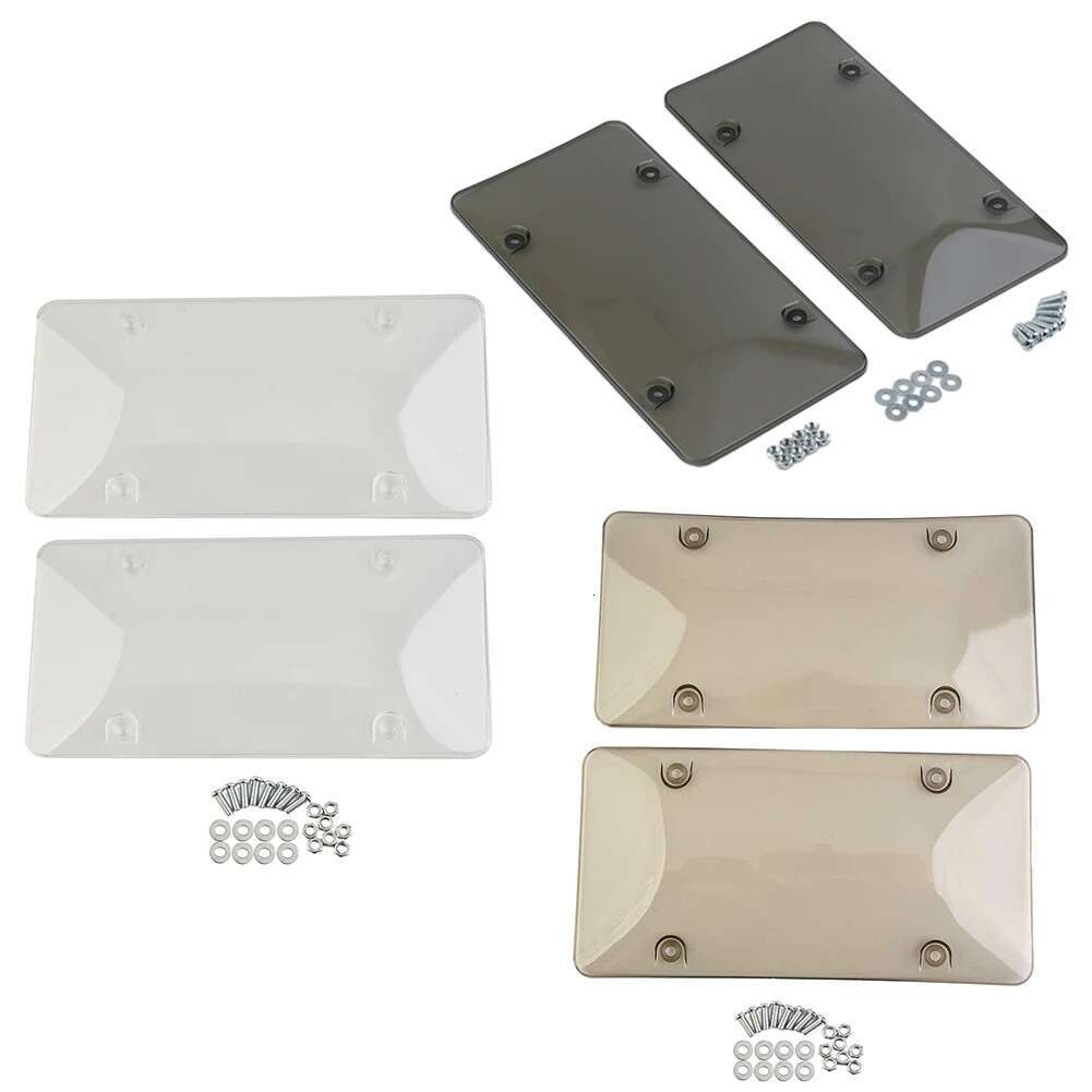 2 Pack Tinted Tag Shield Cover Plastic Clear Protector Car License Plate Frame Exterior Accessories