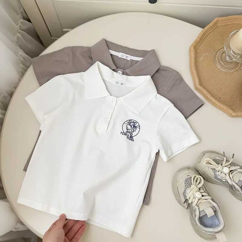Baby Girls Boys Polo Shirt Kids Short Sleeved White Shirts School Uniform Top Tees 2025 Summer Childrens Casual ClothingT250306