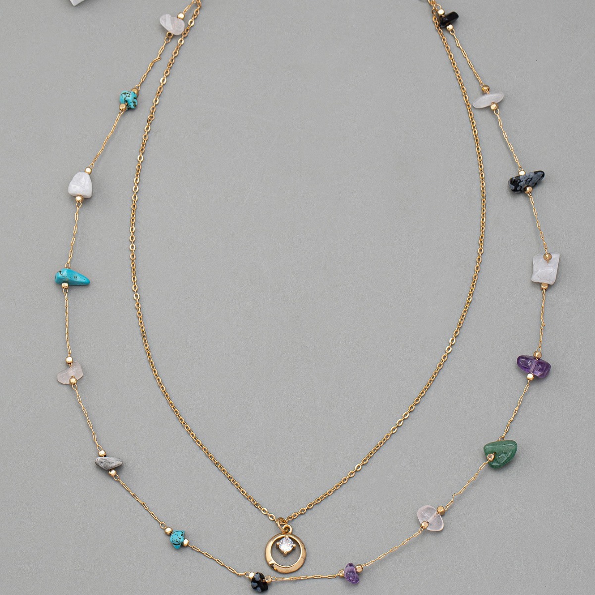 French Retro Irregular Stone Brass Overlay Necklace Female Niche High Sense Jewelry