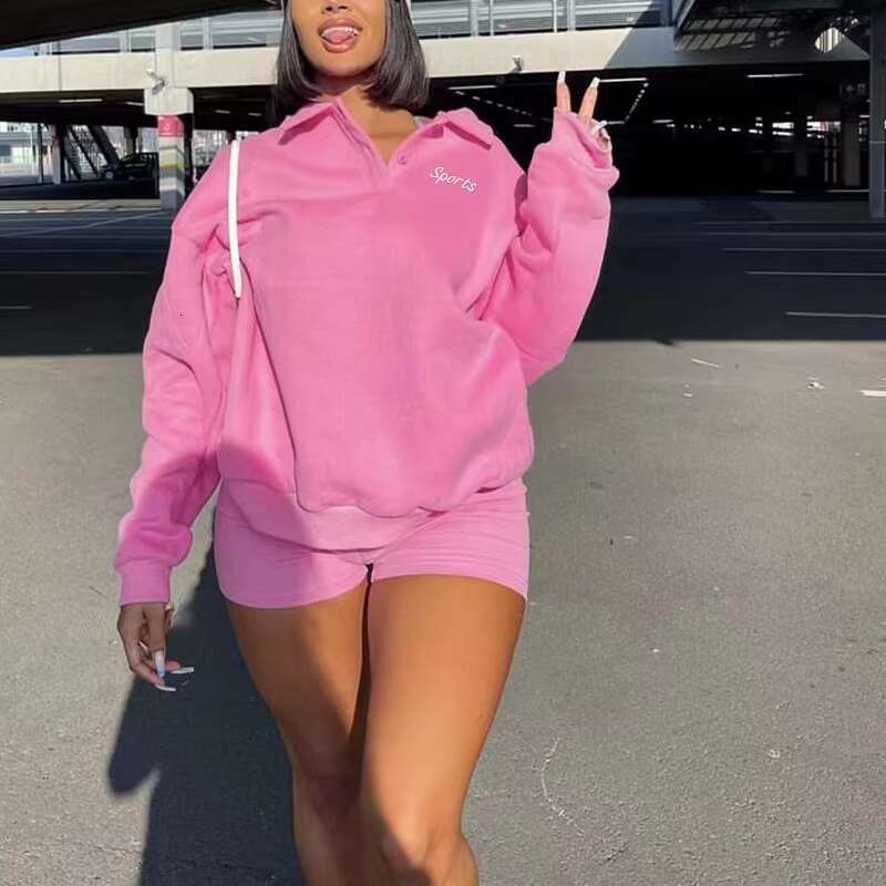 Women's Fashionable Autumn Sports Hoodie With Crew Neck Long Sleeved Embroidered Pullover Trendy Fleece Set