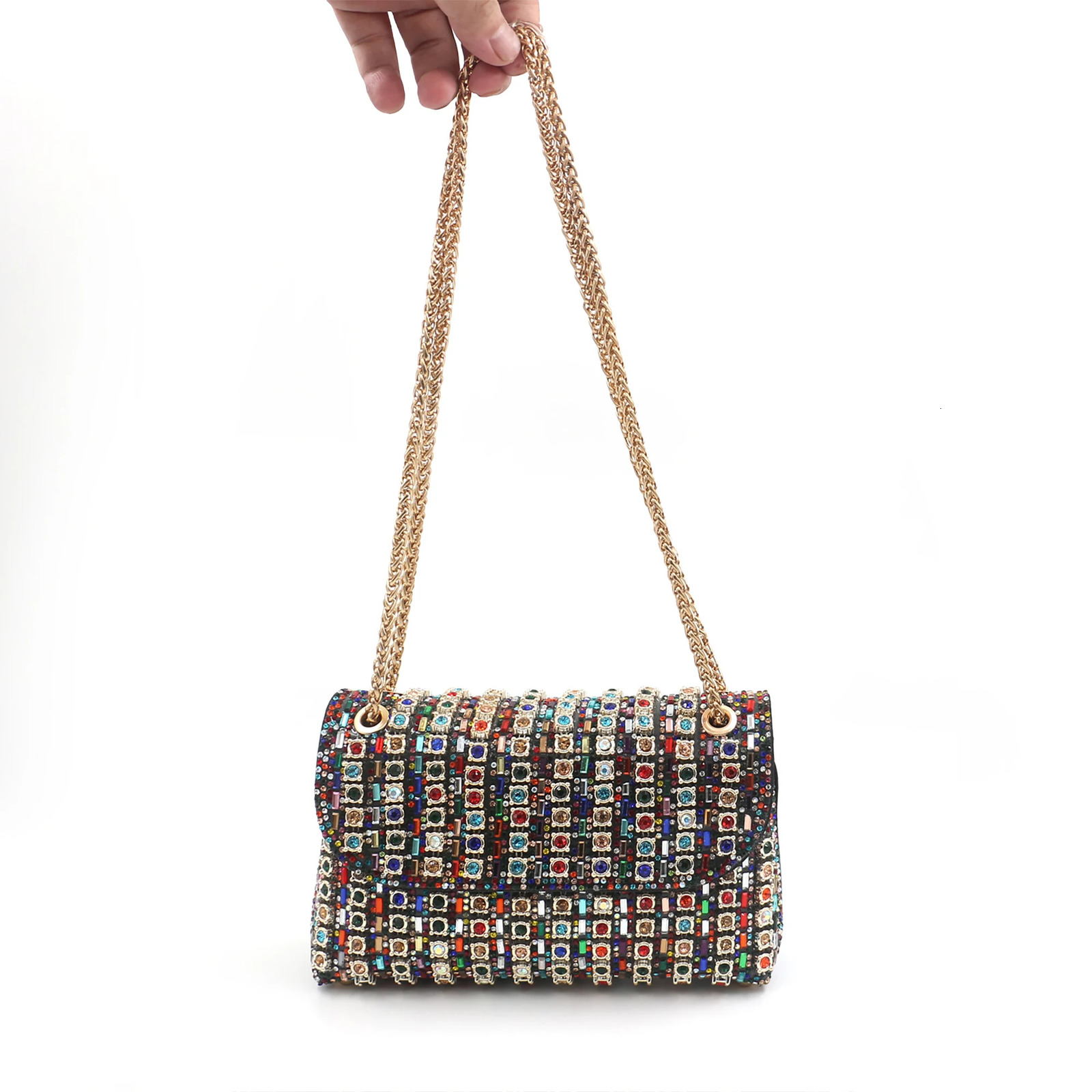 Gorgeous Pu Sparkling Diamond Flip Envelope Bag Evening Bag Womens Shoulder Bag Can Be Worn Cross-Body Wedding Party with Dress Skirt 250306