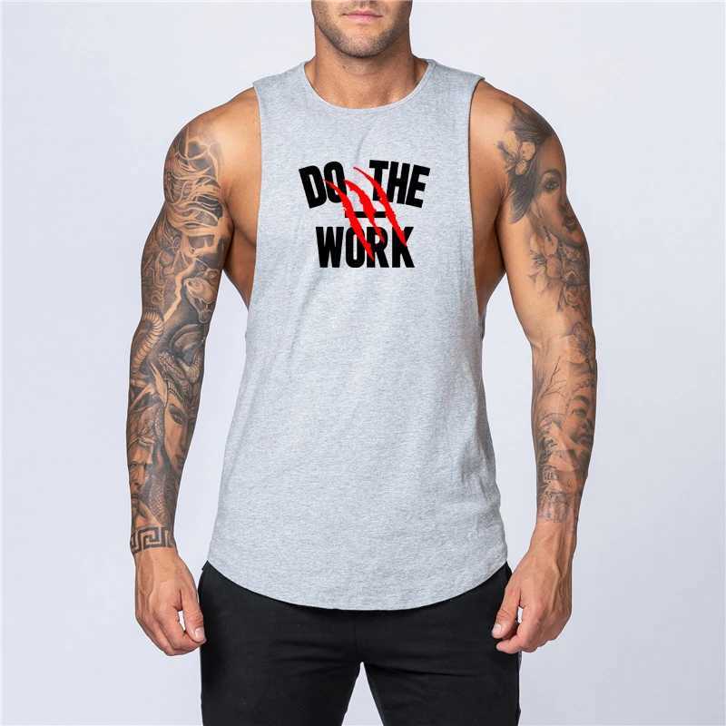Workout Gym Mens Tank Top Vest Muscle Sleeveless Sportswear Shirt Stringer Fashion Clothing Bodybuilding Cotton Fitness SingletsT250318