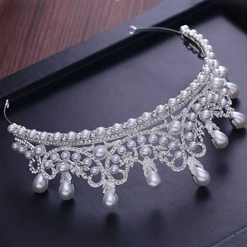 Tiaras Crowns Luxury CZ Pearl Princess Jewelry Engagement Wedding Hair Accessories Bridal Jewelry Sparkling Crystal Crown X250306
