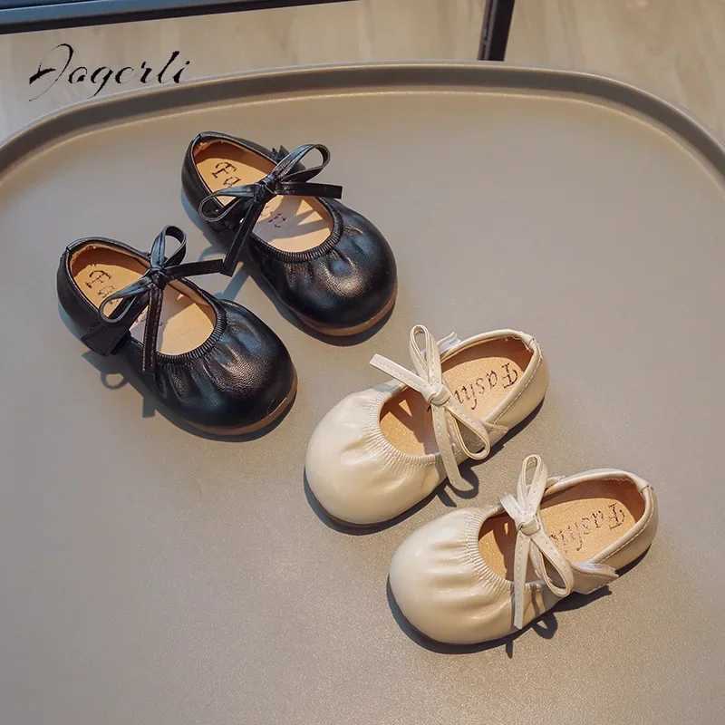 Girls PU Shoes Small 2024 Spring Autumn New Loafer Slip-On Childrens Kids School Student Princess Size 21-30T250306
