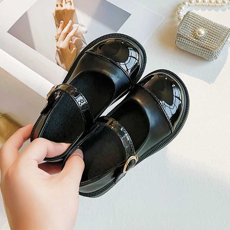 Children Mary Janes Elegant Four Seasons Soft Girls Leather Shoes Black White Classic Shallow 23-37 Toddler Kids Princess ShoesT250306