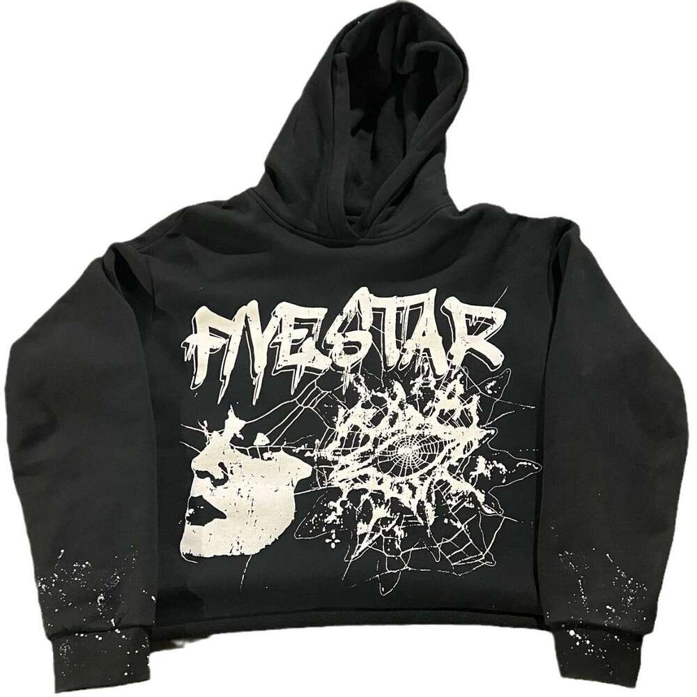 Oversize hooded sweatshirt with personalized trendy patterns, heavy printing, loose and versatile street style long sleeves gift for man