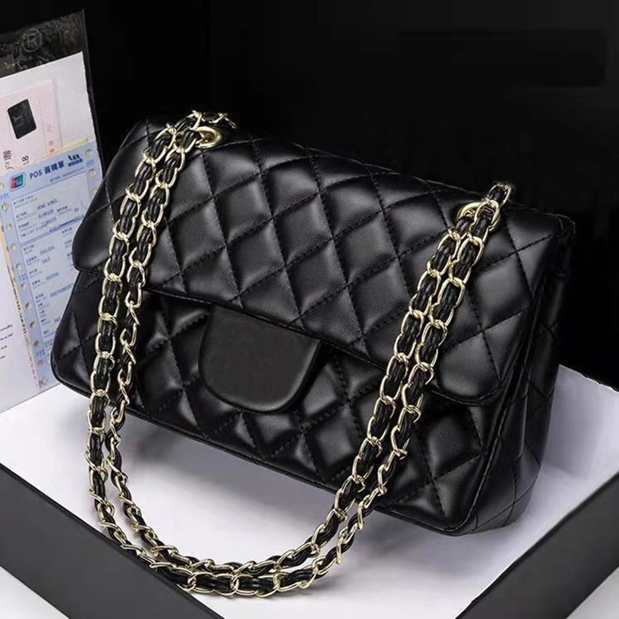 10A Top Tier Quality Jumbo Double Flap Bag Luxury Designer 25CM Real Leather Caviar Lambskin Classic All Black Purse Quilted Handbag Shoulde Festival Bags