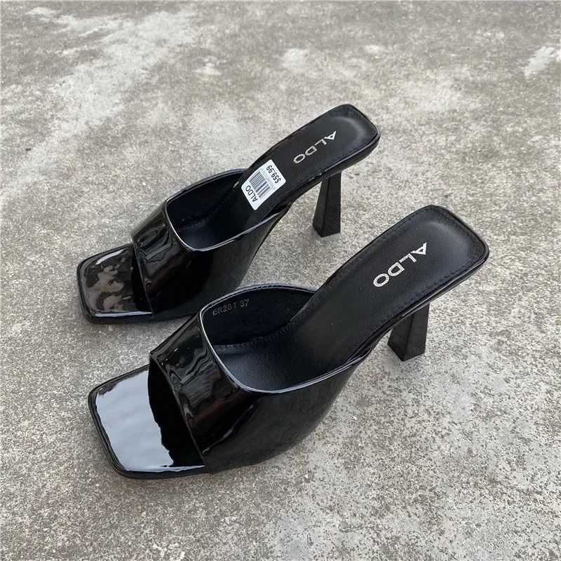 New Warm Shoes Europe and Fi Square Thin High Heels Sexy Slide Wenzhapatos De Mujer 2023 Y250306