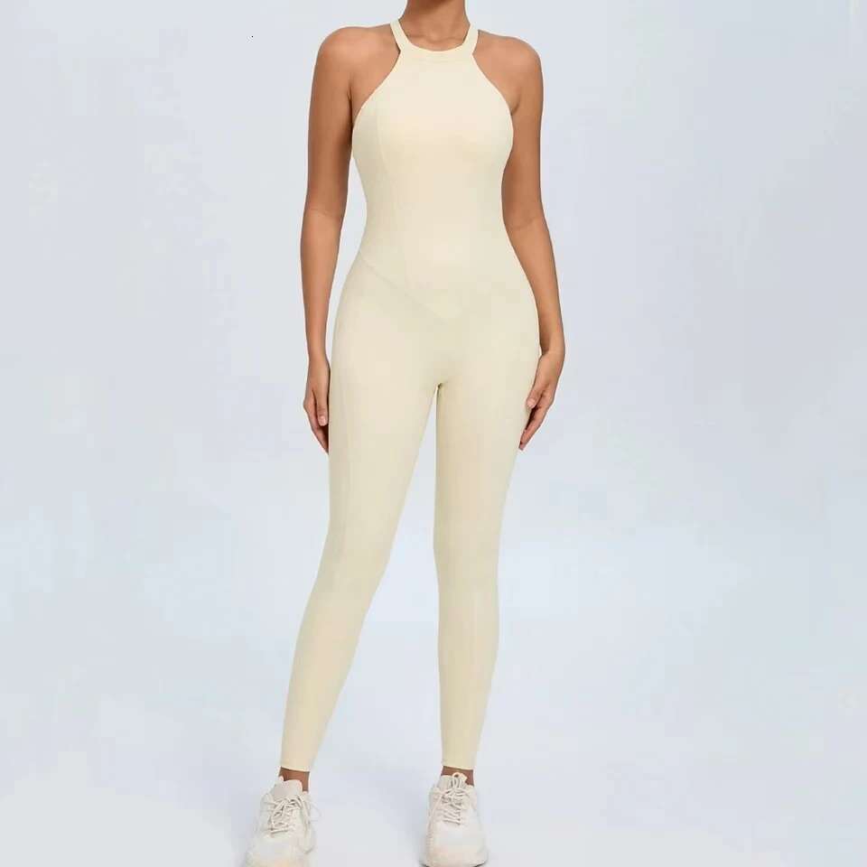 Rompers Yoga Sets Sleeveless Pants Jumpsuit For Women Fiess Gym Clothing Workout Open Back Sports Suit With Chest Pad KLMY