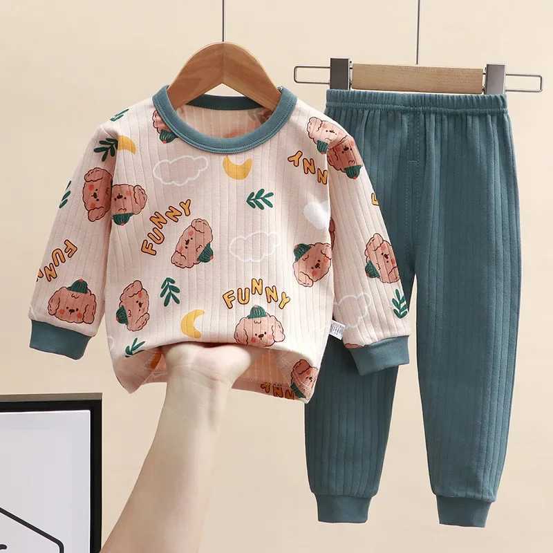 New 2024 Childrens Pure Cotton Pajamas Boys and Girls Cartoon Long Sleeve T-shirt+Pants Baby Spring/Summer Autumn Pajama Set M250306