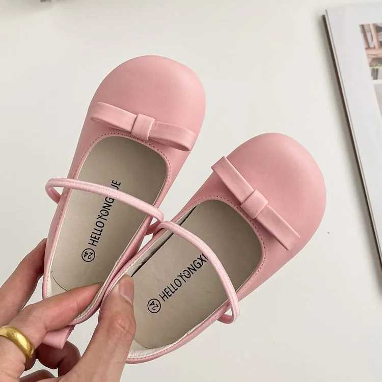 Children Princess Shoes Elastic Band Shallow Soft Little Girls Ballet Flats Four Colors 23-32 Leisure Pu Leather Kids ShoesT250306