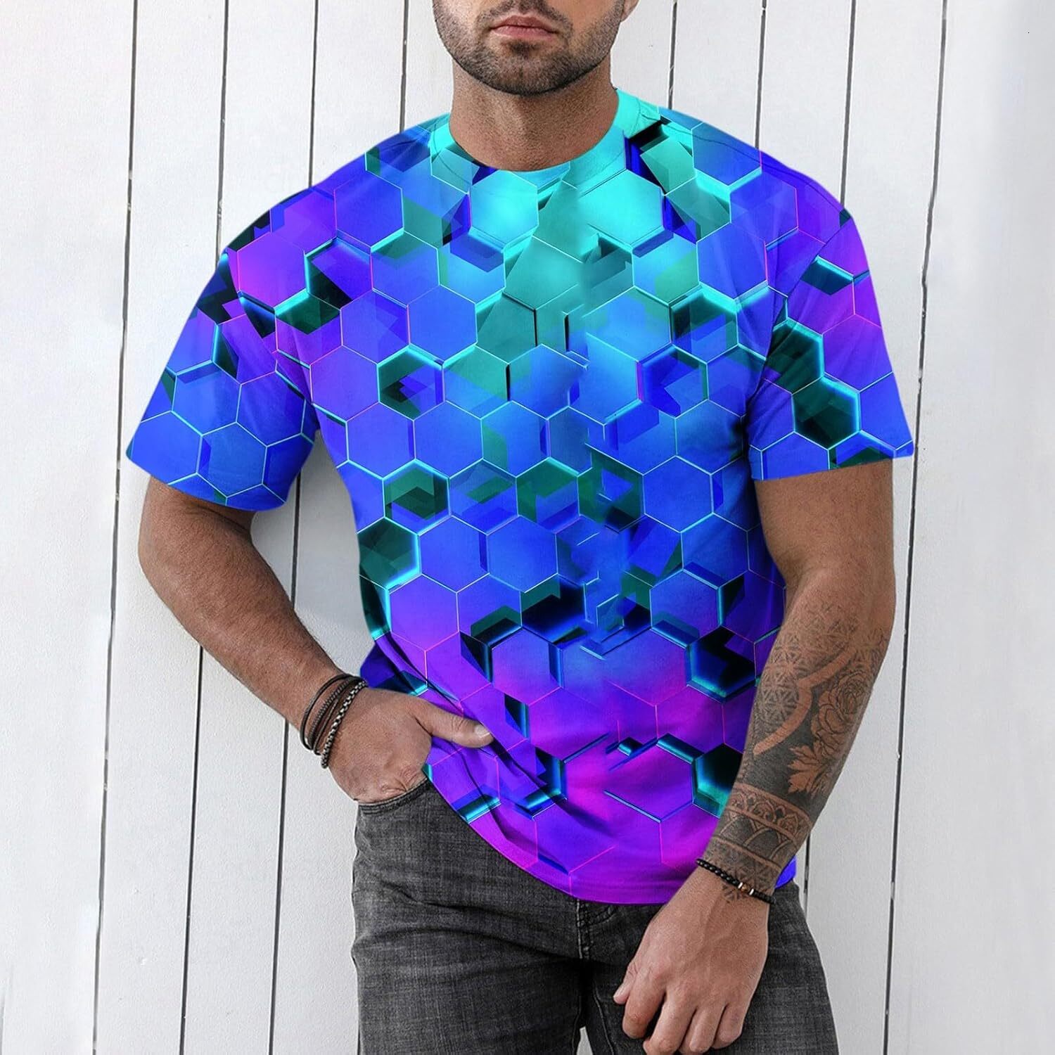Mens T shirt Mens Novelty Tee Shirts 3D Printed Short Sleeve Summer Casual Graphic T-Shirts, tee Casual tops summer clothes