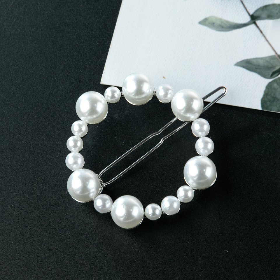 Fashion Bow Pearl Pentagram Geometry Alloy Hairpin Girl Hair Clip Minimalism Elegance Diamond Heart Shaped Hair Accessories