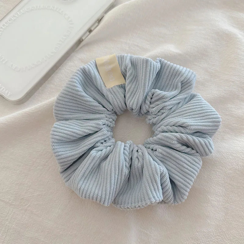 Vintage Solid Color Corduroy Stripe Hair Scrunchie Elastic Hair Bands Korean Hair Accessories For Women Girls Ponytail Headwear250304