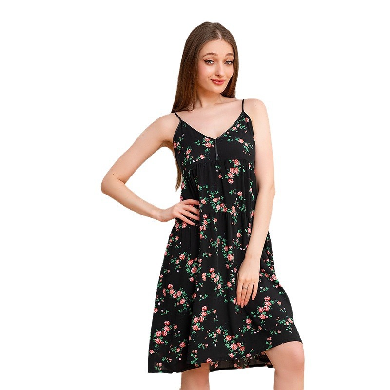 Ladies Thin Material Cotton Pajamas - Open Shoulder Summer Home Wear for Large Sizes