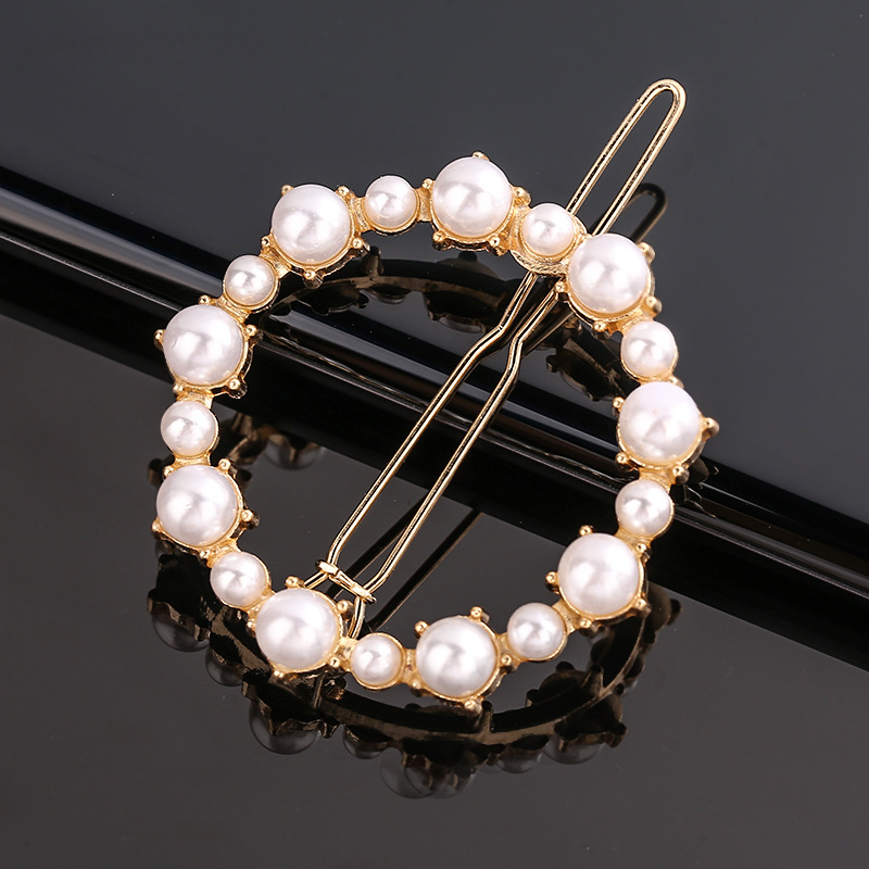Fashion Bow Pearl Pentagram Geometry Alloy Hairpin Girl Hair Clip Minimalism Elegance Diamond Heart Shaped Hair Accessories