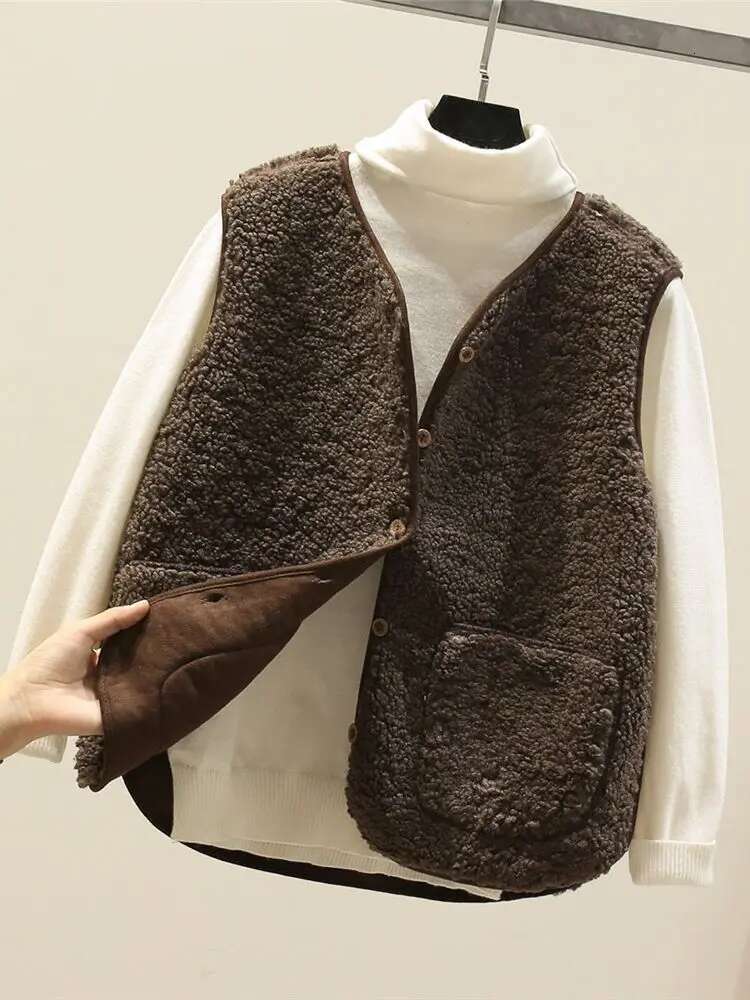 Korean New Spring Autumn Vest Winter Warm Thick Fleece Vests Women Sleeveless Jacket Ladies Waistcoat