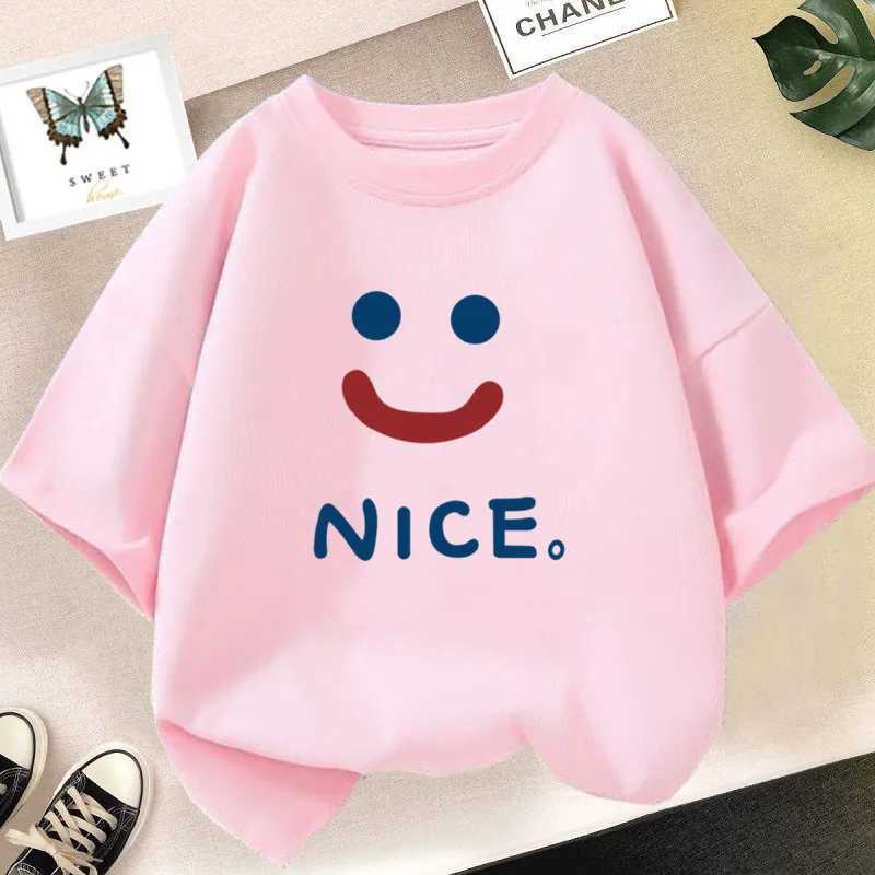 Happy Smile Design Girls Tshirt Kids Street Breathable Tops Personality Cotton Clothing Summer Cool Sports T-ShirtsT250306