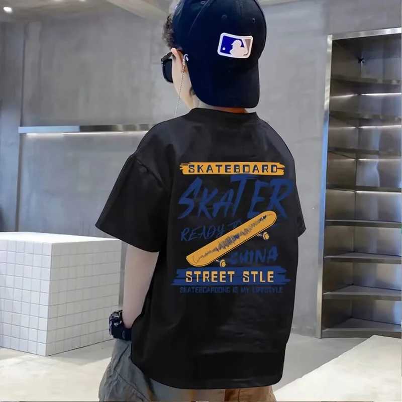 New Summer Kids Clothes Streetwear Print Letter T Shirt Short Sleeve Tops Tees Boys Girls Clothes 100%Cotton T Shirts ChildrenT250306