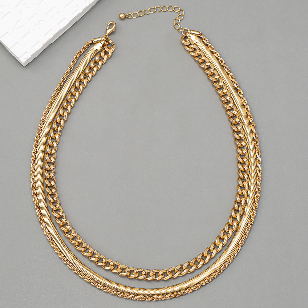 Boho Style Fold Wear Snake Bone Chain Women Fashion Trend Metal Necklace Jewelry