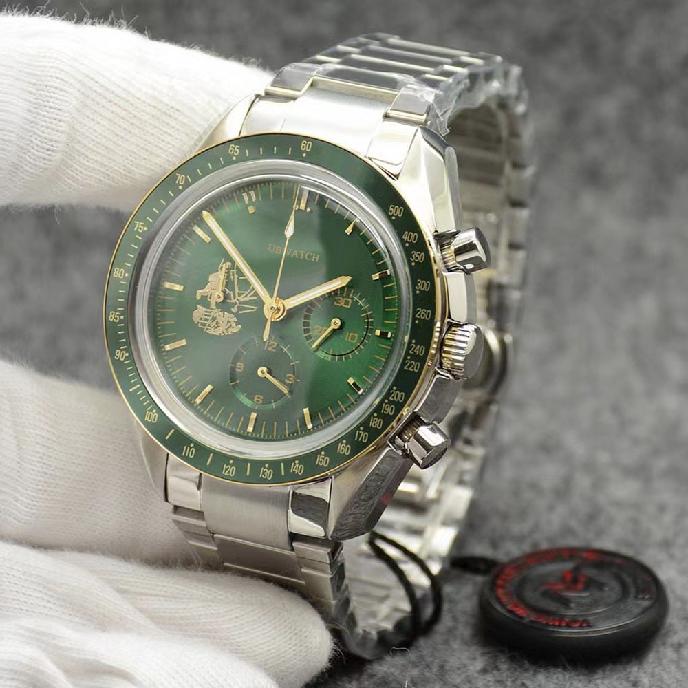 Anniversary Limited Edition Moon Watch 42MM Luminous Quartz Chronograph Movement Accurate Mens Watches Stainless Steel Battery Power Men's Wristwatches