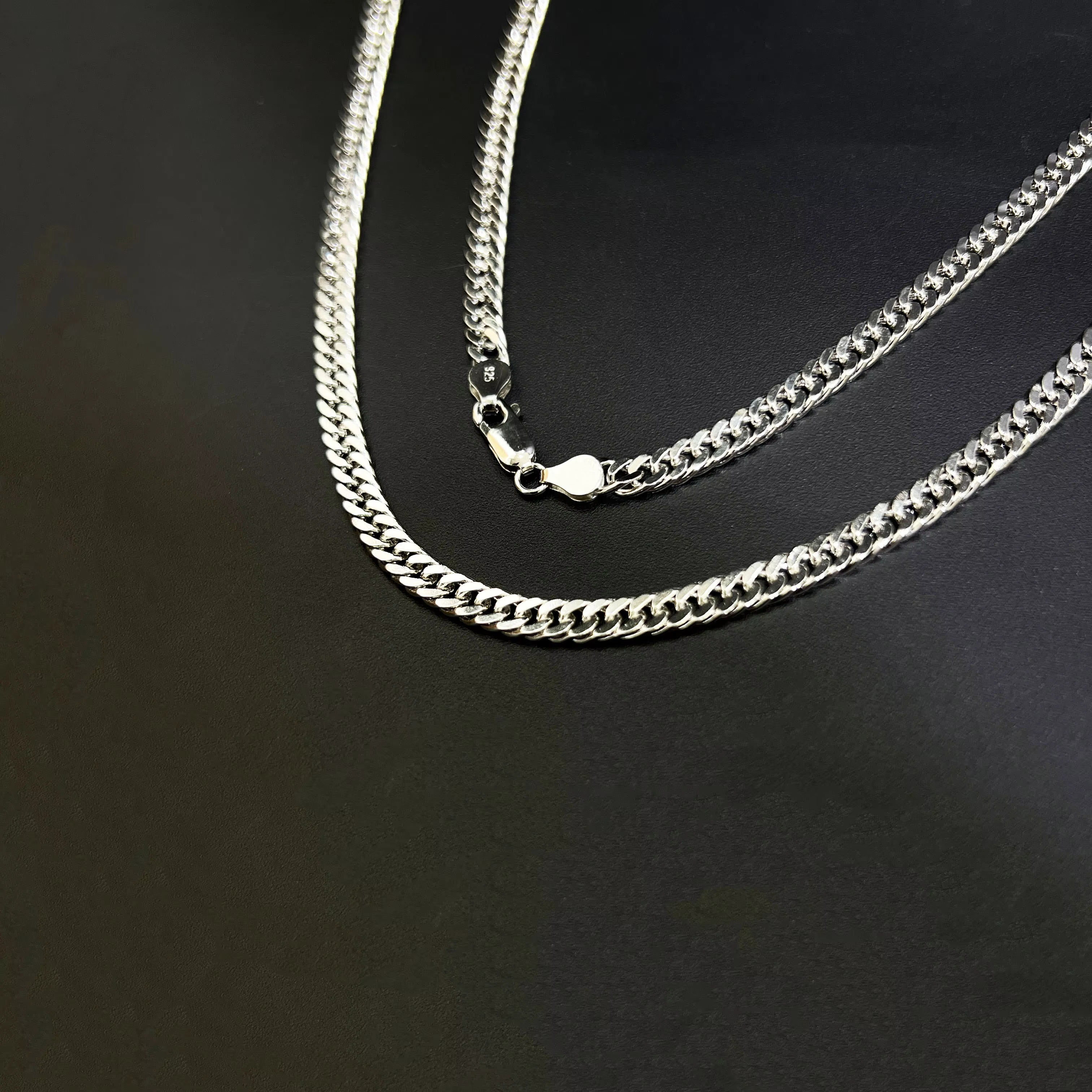 Twisted Rope Italian Figaro Cuban Curb Chains Stackable Unisex Jewelry Solid 925 Sterling Silver Chain Necklace for Men Women