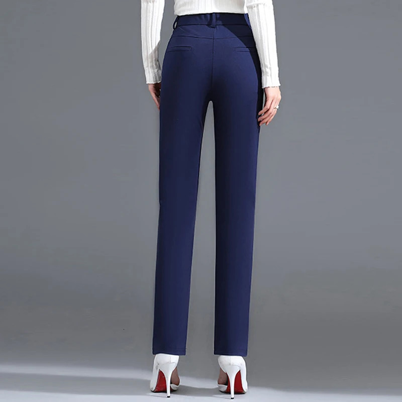 Blue High Waist Straight Tube Pants Womens Loose Spring Autumn Narrow Fit Slim Drop Feel Suit Plus Size Long M5XL 250306