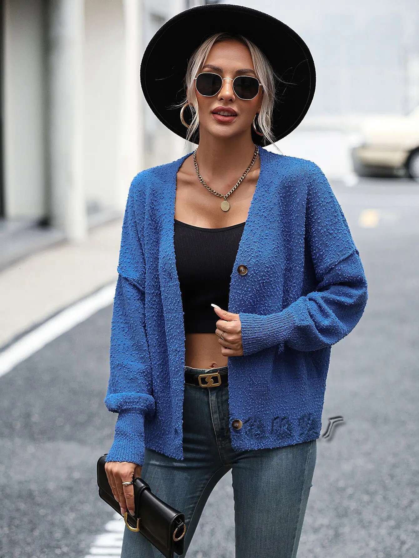 2025 Spring Autumn Knitted Cardigan V-Neck Buttoned Solid Color Sweater Coats Casual Loose Jacket Women's Knitwears