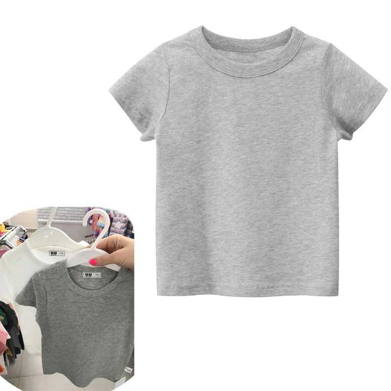 Summer Thin Kids Plain T Shirt Tops Child Boys Girls Short Sleeve Solid Color Cotton Clothes White Black Children Tees 1-8 YearsT250306