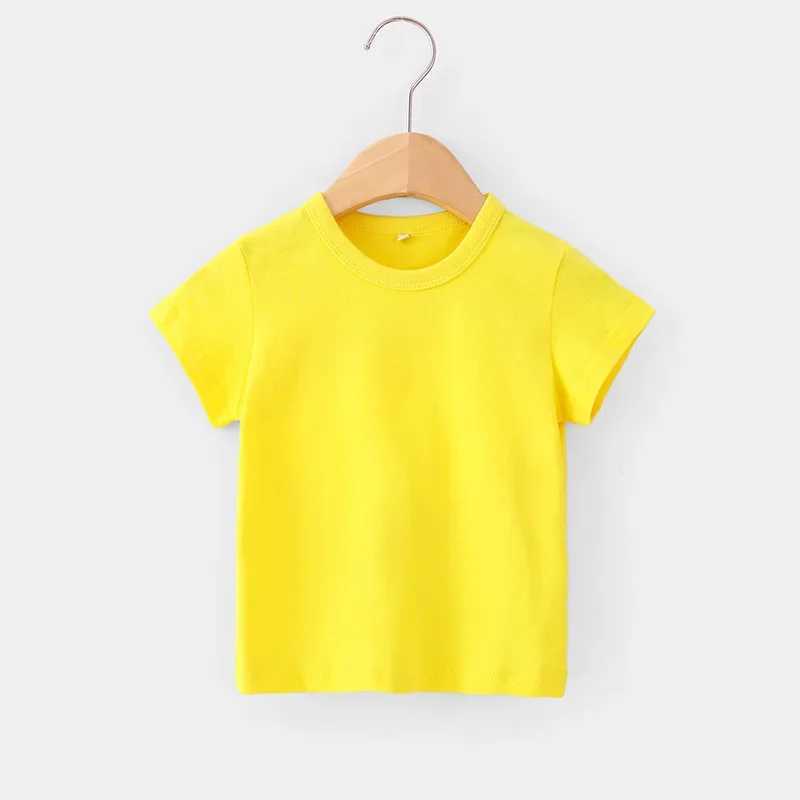 Summer Girls T Shirts Yellow Red Short Sleeve Baby Boy T Shirt White Tee Shirt Cotton Girls Tops For Children ClothesT250306