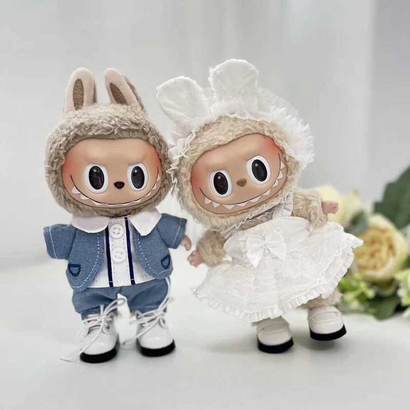 17cm Cute Mini Plush DollS Clothes Outfit Accessories For Korea Kpop Exo Labubu Idol Dolls shark onesie Clothing DIY Girl GiftT250307