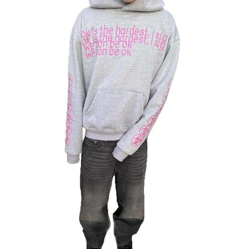 Personalized printed loose hoodie long sleeved pullover hooded jacket street trend y2k