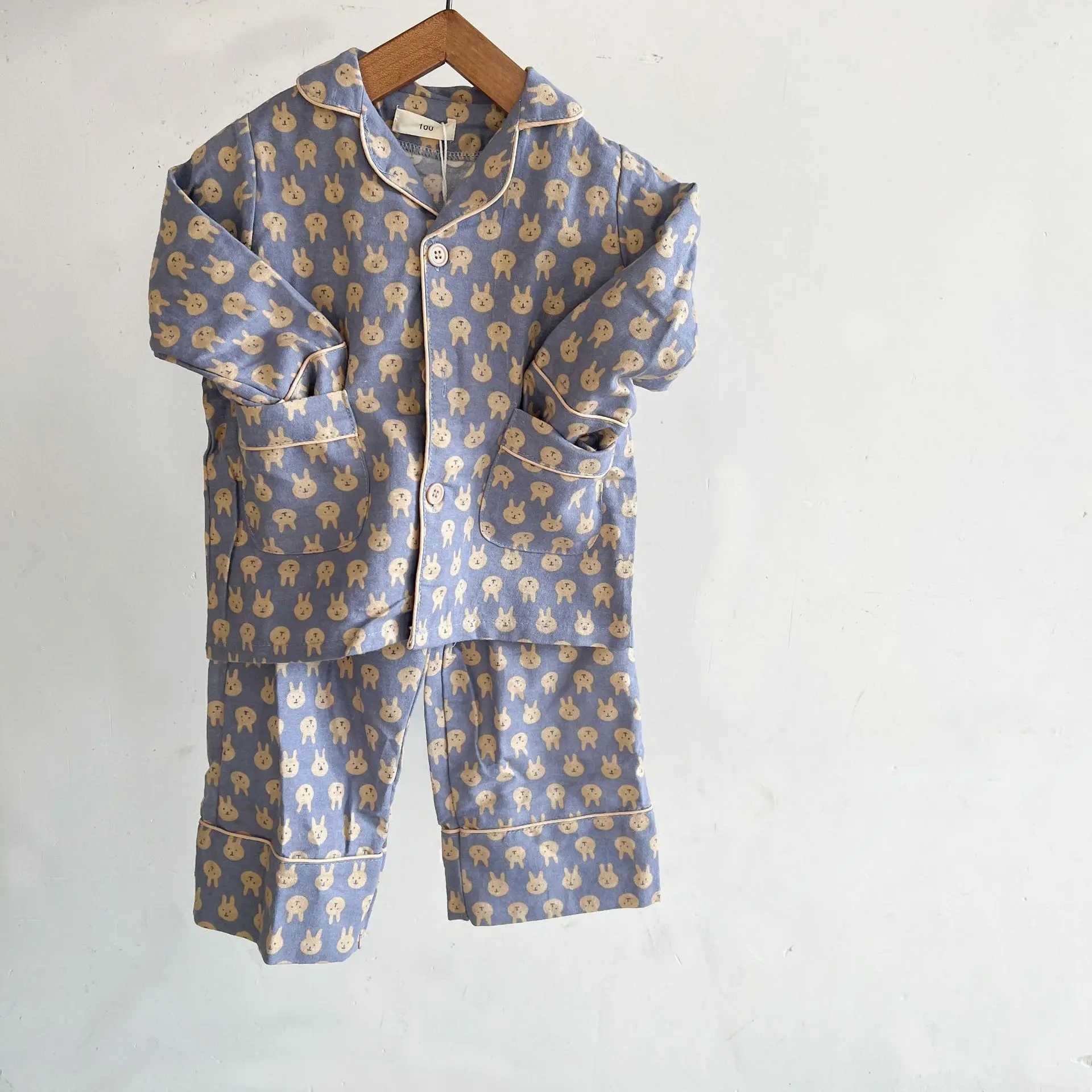 Cartoon Bear Kids Pajama Sets Childrens Clothing Cotton Pajama Set for Boys Girls Spring Autumn Home Clothing Two-piece Set M250306