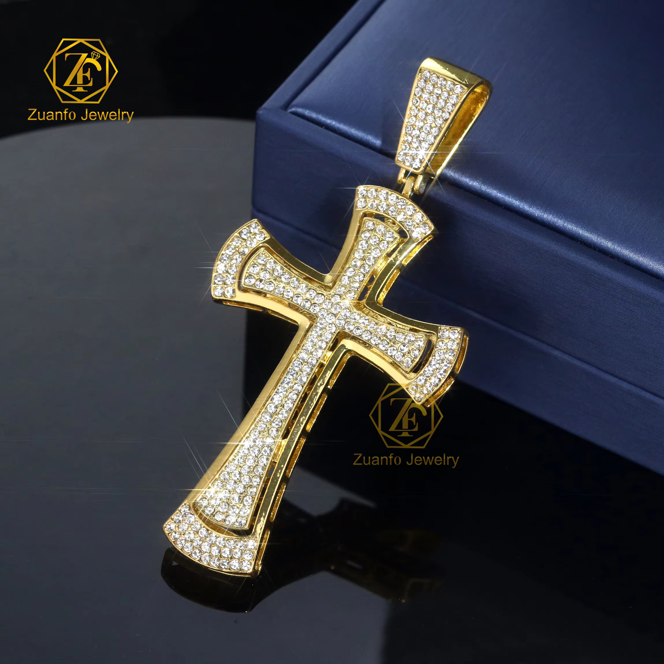 High Quality Wholesale Meele Moissanite Necklace Chain HipHop Pendant Moissanite Classic Crucifix Moissanite Cross Pendant