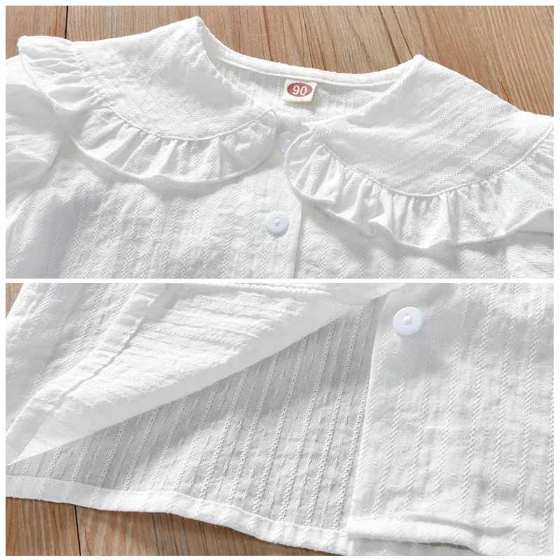 Summer Baby Girl Blouse Toddler Kids Girls Shirt Ruffle Short Sleeve Shirts Children Infant Cotton Tops Tees Pink WhiteT250306