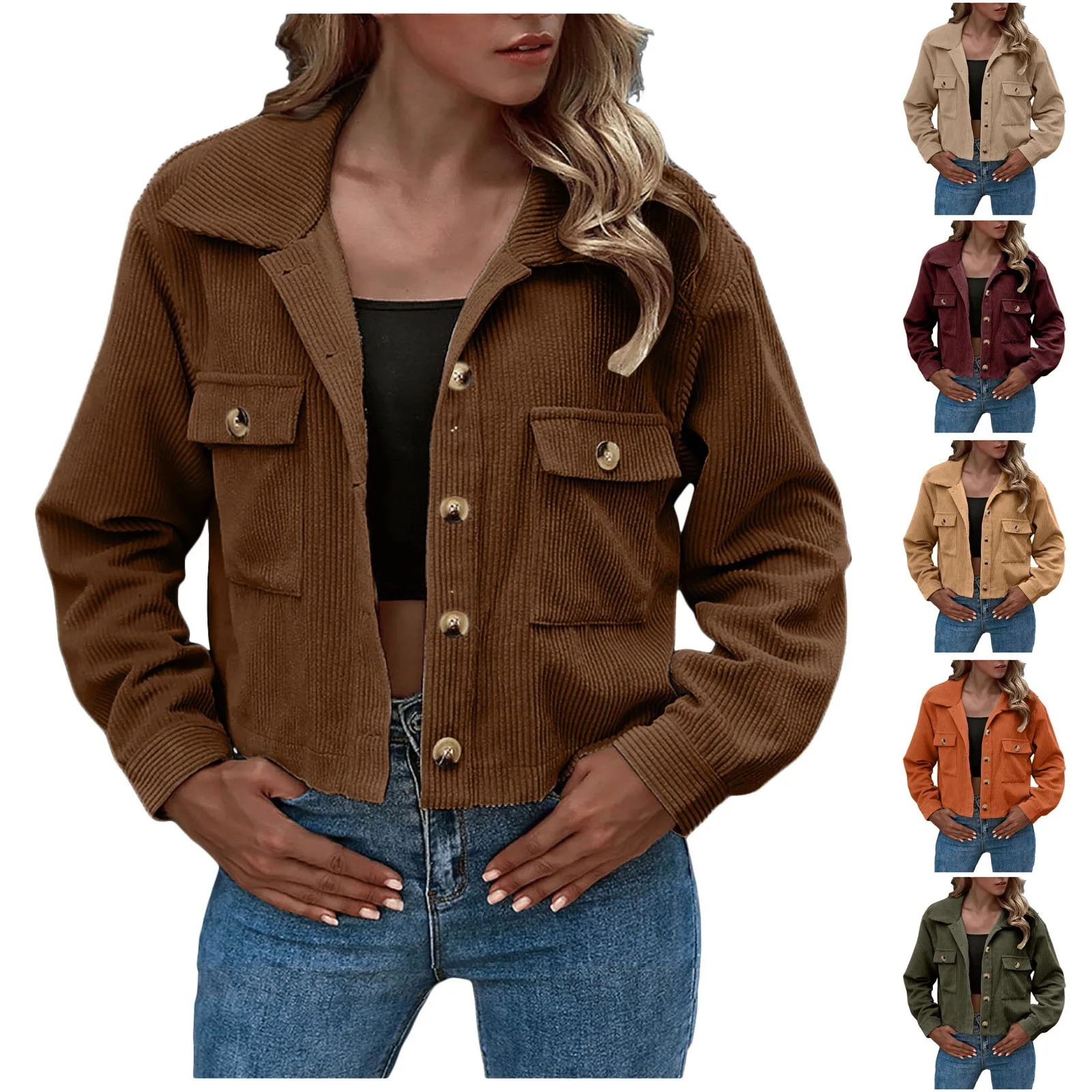 Coal Washed Jacket Womens AutumnWinter Fashion Short Coat with Button Retro Korean Collar 250306