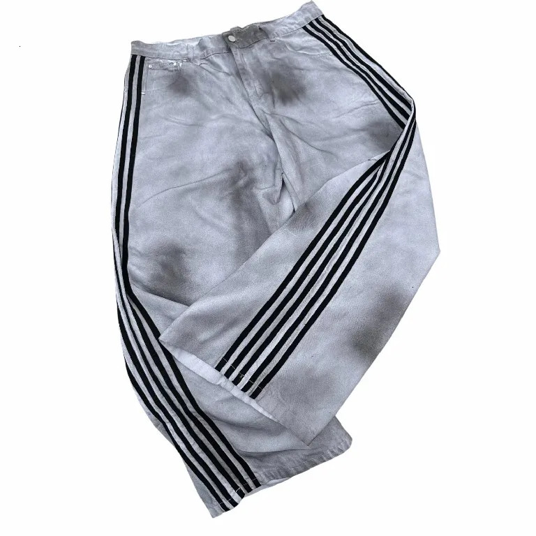 Streetwear HCW Striped Zip Hoodie Sweatpants Two Piece Set Y2K Mens Harajuku Hip Hop Oversized Elastic Waist Casual Pants 250306