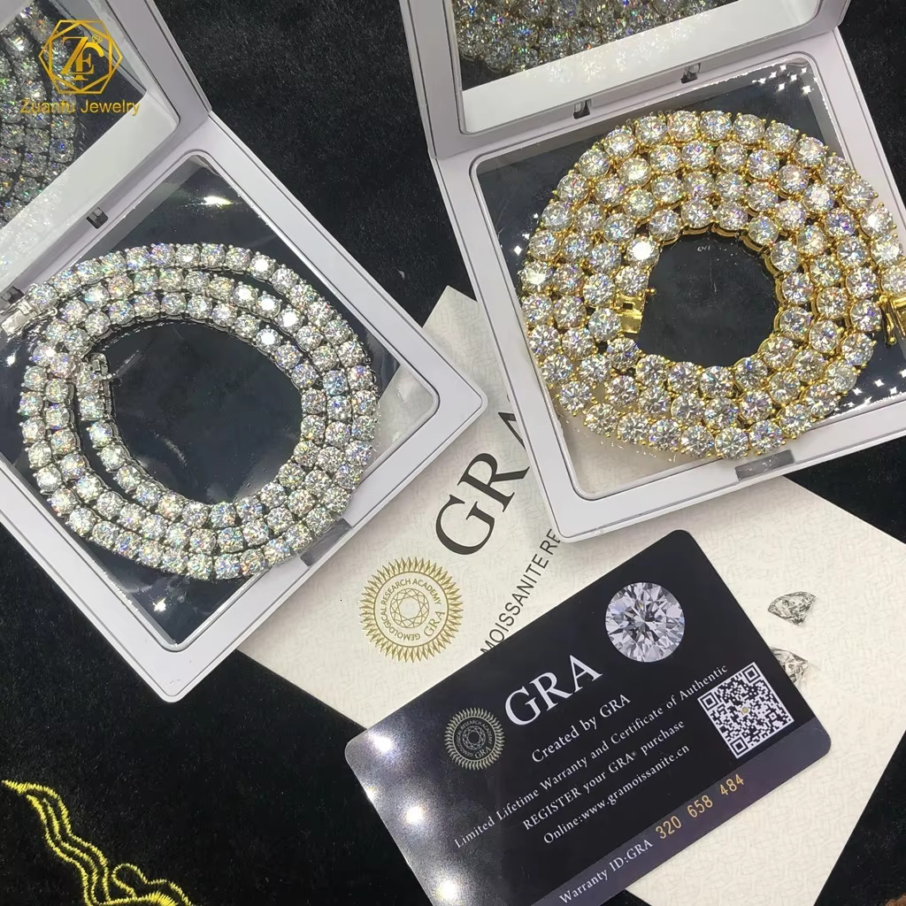 Factory Price 3mm 4mm VVS DEF Moissanite Diamond Tennis Bracelet Silver Gold Plate 18K Gold Moissanite Chain Hip Hop Jewelry