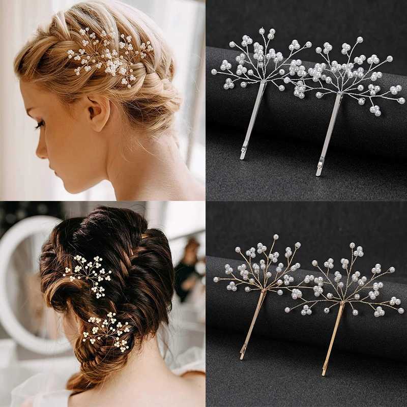 2pcs Jewelry Pearlet Bride Handmade Flower Crystal Pearls Bridal Hair Pins Set Wedding Hair Decor Hair Accessories for Wen X250306
