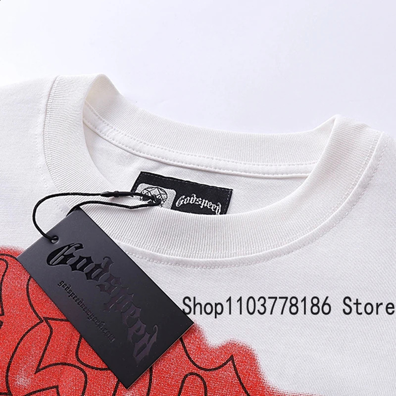 Classic White GOD SPEED T Shirts Letter Seaside Holiday Scenery Print Godspeed Short Sleeve Unisex Tees Tops 250305