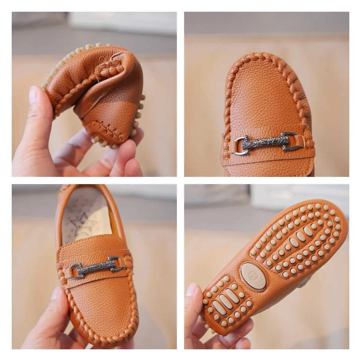 Baby Boy Dress Loafers Soft Bottom Non-slip Kids Casual Shoes for Girls Leather Moccasins 2024 New Designer Toddler FlatsT250306