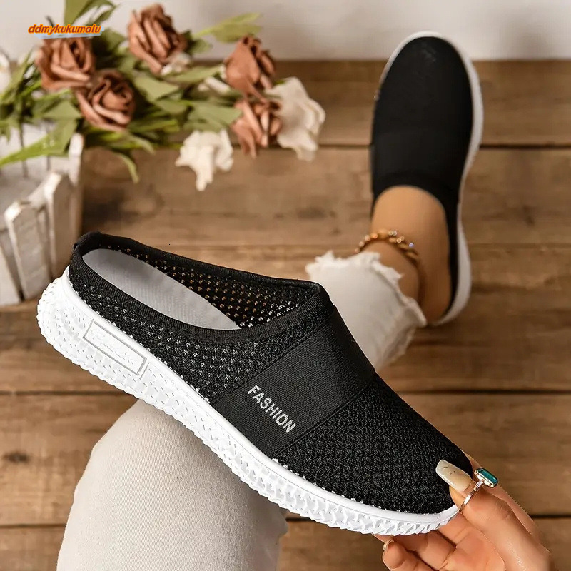 Temu thick soled women's breathable semi slippers, single shoes, casual shoes for women #ddmykukumalu